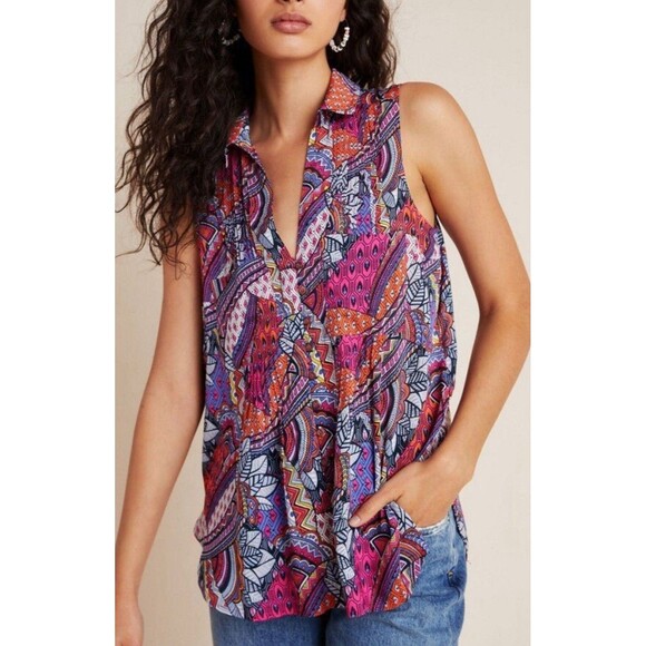 Maeve Tops - Maeve by Anthropologie Women’s Size Small Whimsical Pintuck Button Sleeveless